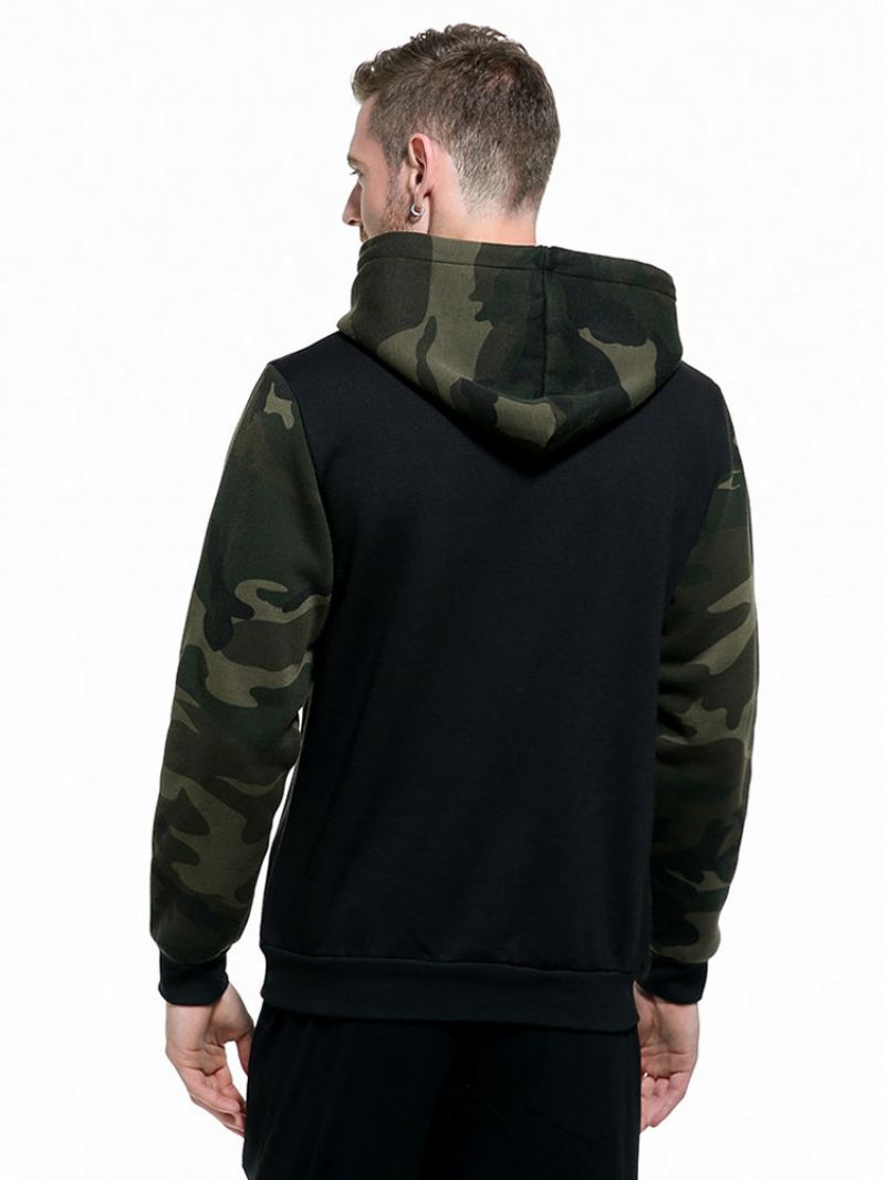 Heren Hoodies Met Capuchon Lange Mouwen Bedrukt Polyester Casual Sweatshirt - Zwart