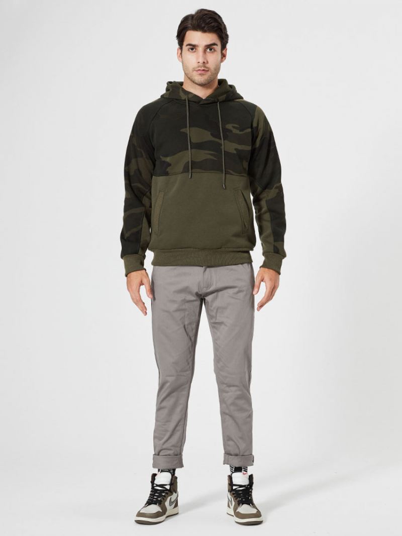 Heren Hoodies Met Capuchon Lange Mouwen Bedrukt Polyester Casual Sweatshirt - Jagergroen