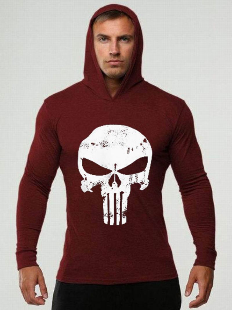 Heren Hoodies Met Capuchon Lange Mouwen Bedrukt Polyester Chic Sweatshirt - Bordeauxrood