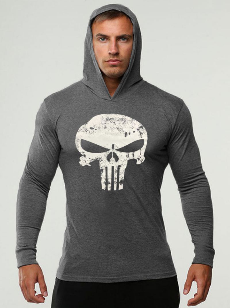 Heren Hoodies Met Capuchon Lange Mouwen Bedrukt Polyester Chic Sweatshirt - Grijs