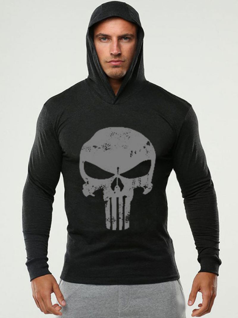 Heren Hoodies Met Capuchon Lange Mouwen Bedrukt Polyester Chic Sweatshirt - Zwart