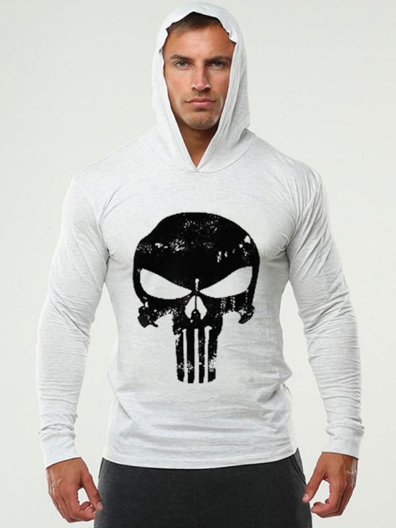 Heren Hoodies Met Capuchon Lange Mouwen Bedrukt Polyester Chic Sweatshirt - Wit