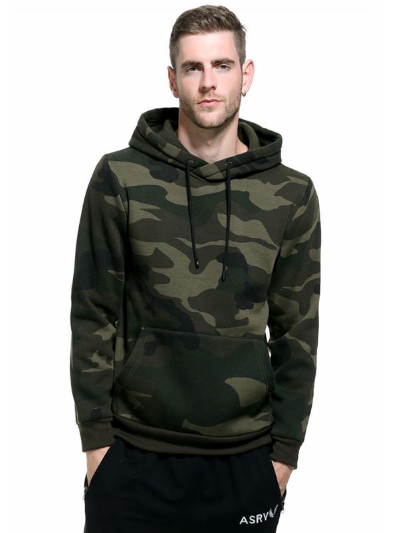 Heren Hoodies Met Capuchon Lange Mouwen Camouflage Polyester Casual Sweatshirt - Jagergroen