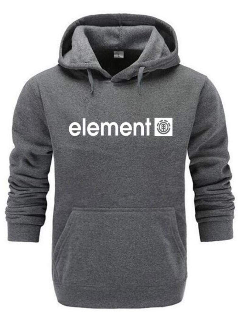 Heren Hoodies Met Capuchon Lange Mouwen Polyester Diepgrijs Sweatshirt