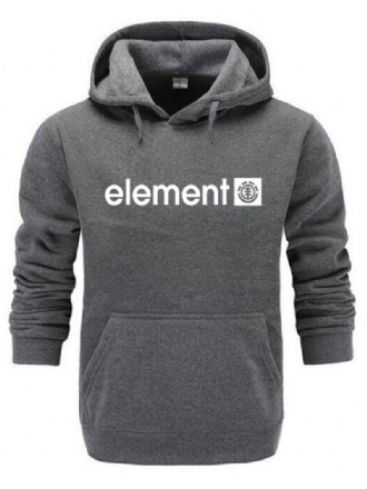 Heren Hoodies Met Capuchon Lange Mouwen Polyester Diepgrijs Sweatshirt