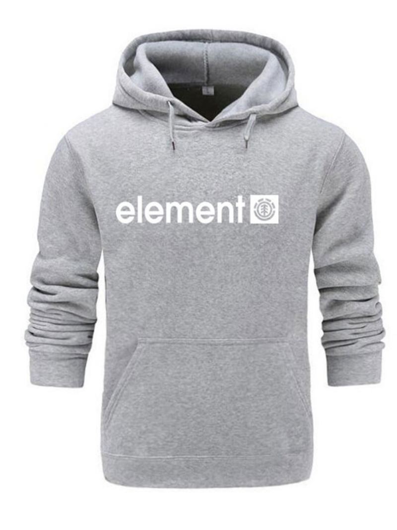 Heren Hoodies Met Capuchon Lange Mouwen Polyester Diepgrijs Sweatshirt - Lichtgrijs