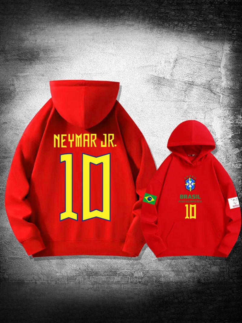 Neymar Jr Qatar Herenhoodie Met Lange Mouwen - Rood