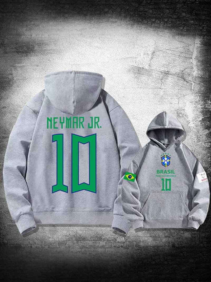 Neymar Jr Qatar Herenhoodie Met Lange Mouwen - Lichtgrijs