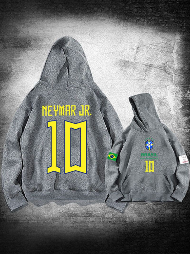 Neymar Jr Qatar Herenhoodie Met Lange Mouwen - Grijs