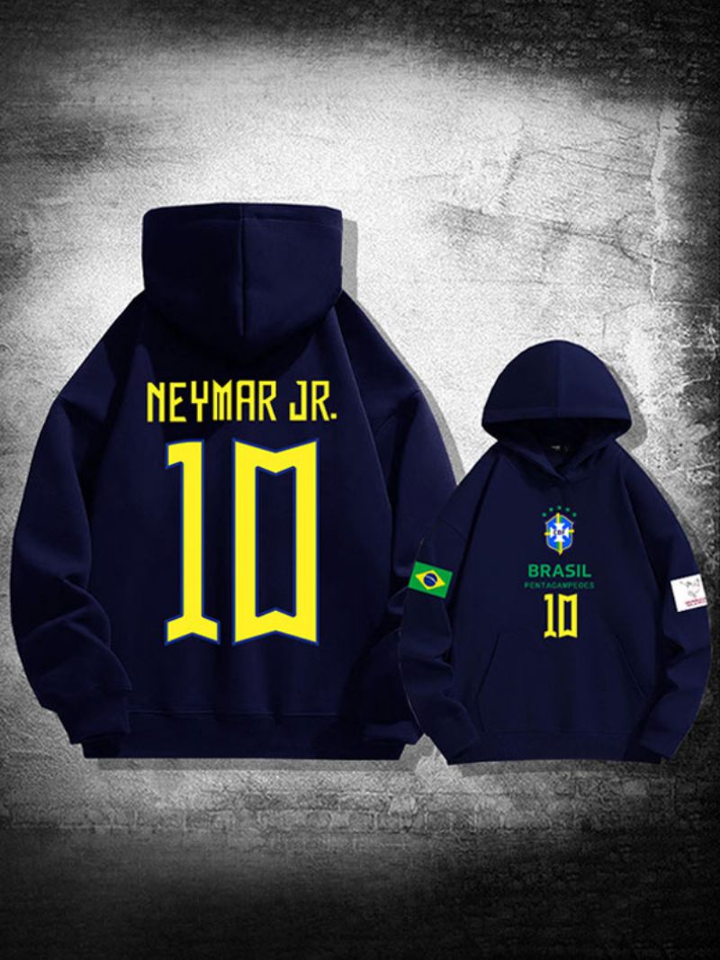 Neymar Jr Qatar Herenhoodie Met Lange Mouwen - Diepblauw