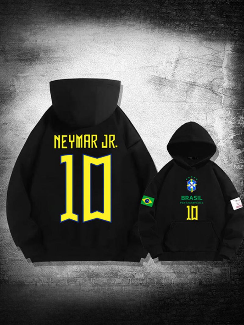 Neymar Jr Qatar Herenhoodie Met Lange Mouwen - Zwart