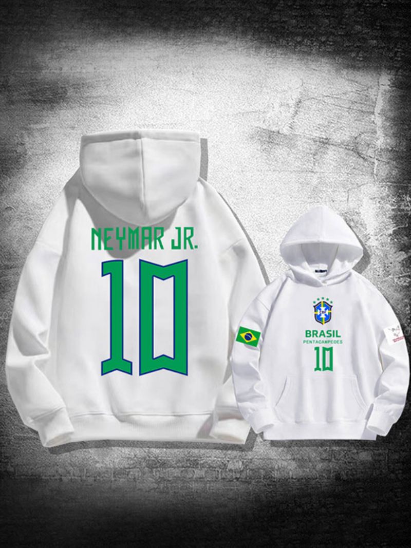 Neymar Jr Qatar Herenhoodie Met Lange Mouwen - Wit