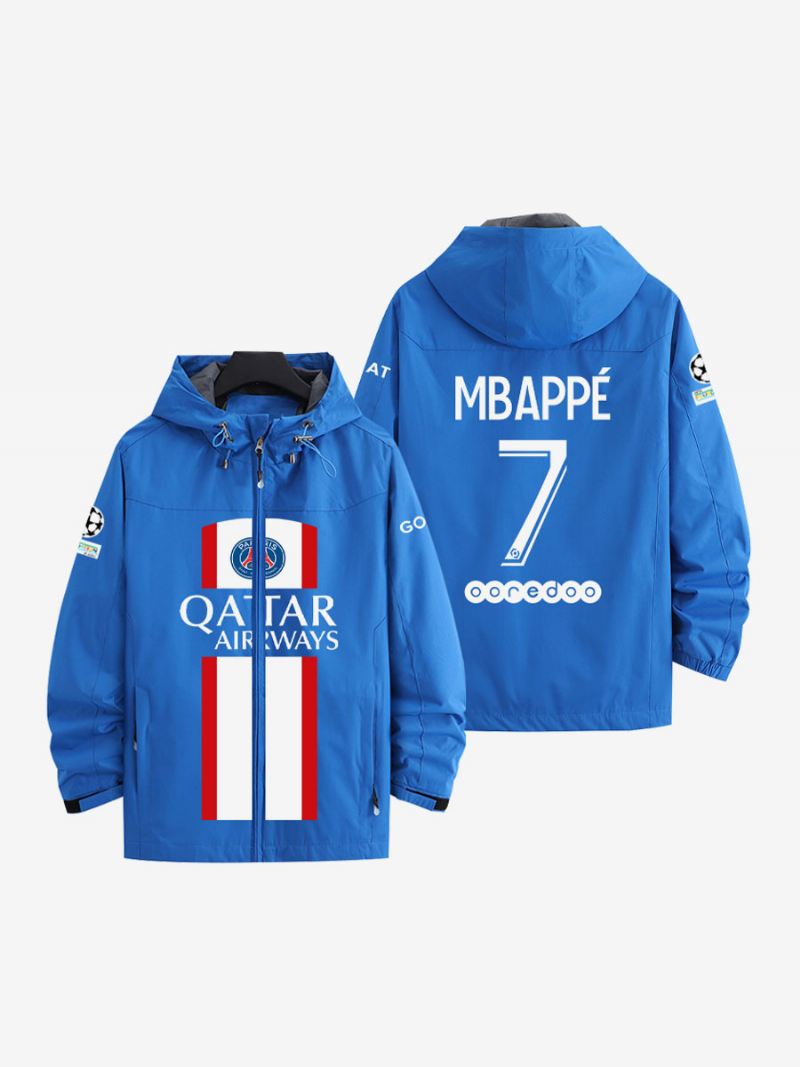 Psg Number 7 Mbappé Herenjack Met Capuchon Lange Mouwen Blauwe Jas Heren - Blauw