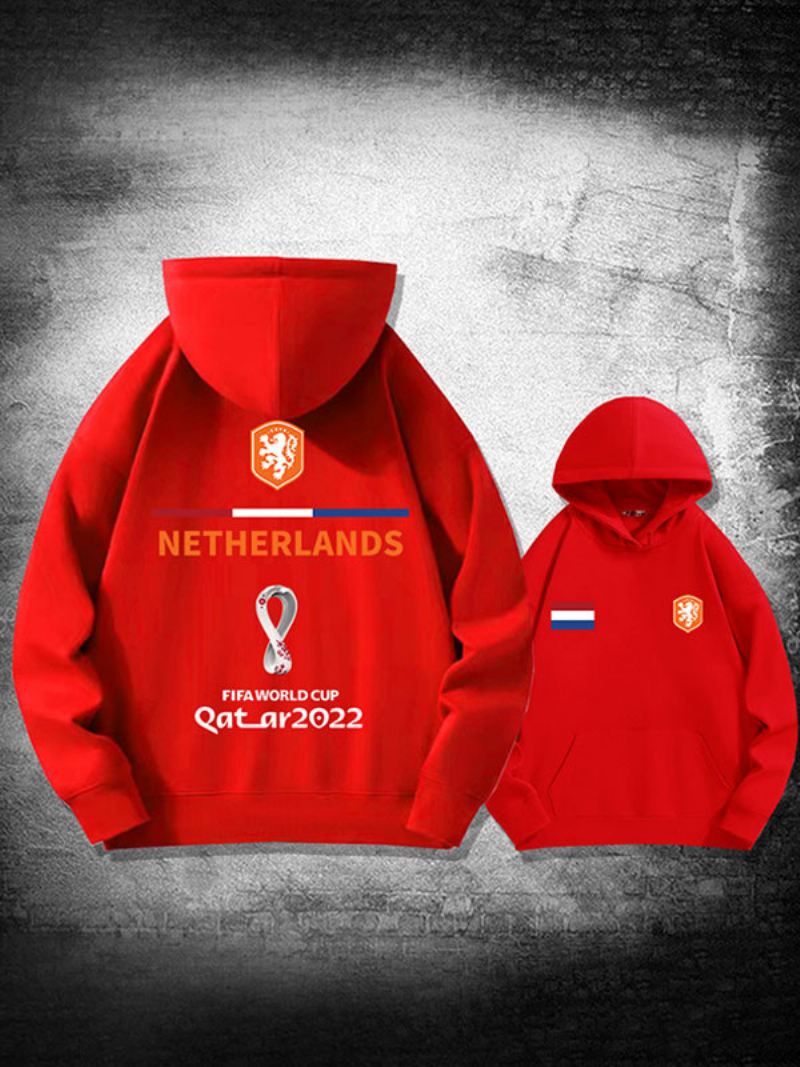 Rode Herenhoodie Frankrijk Team Qatar Met Lange Mouwen