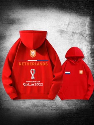 Rode Herenhoodie Frankrijk Team Qatar Met Lange Mouwen