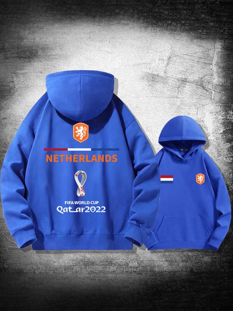 Rode Herenhoodie Frankrijk Team Qatar Met Lange Mouwen - Blauw