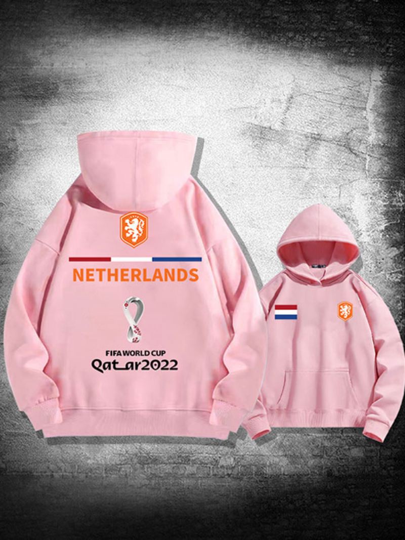 Rode Herenhoodie Frankrijk Team Qatar Met Lange Mouwen - Roze