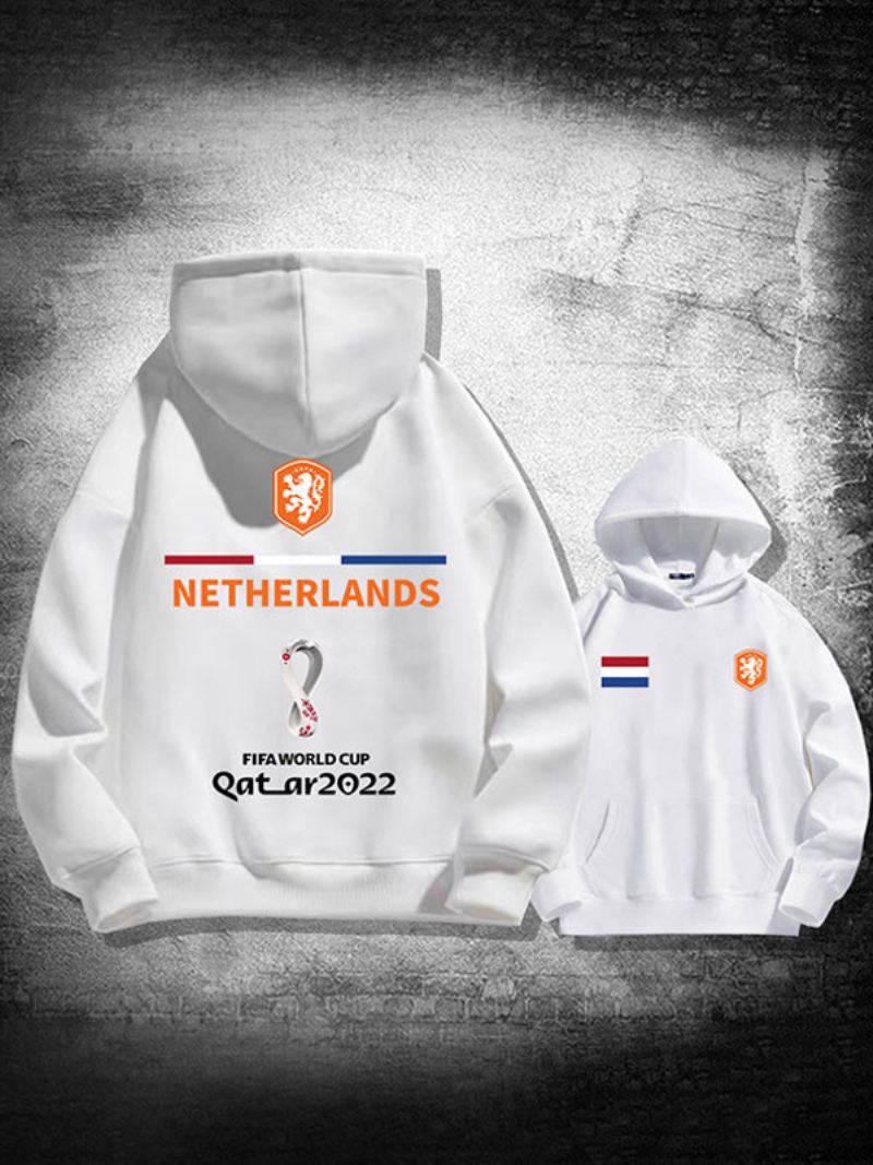 Rode Herenhoodie Frankrijk Team Qatar Met Lange Mouwen - Wit