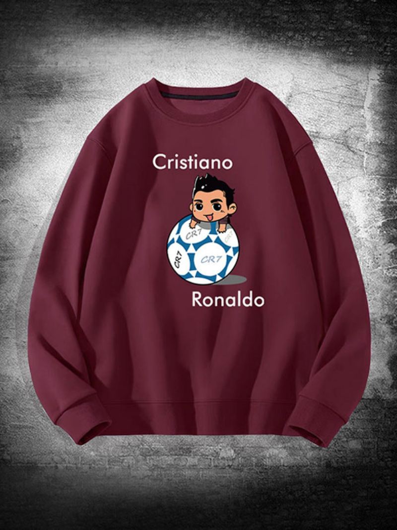 Ronaldo-sweatshirt Heren Met Lange Mouwen - Bordeauxrood