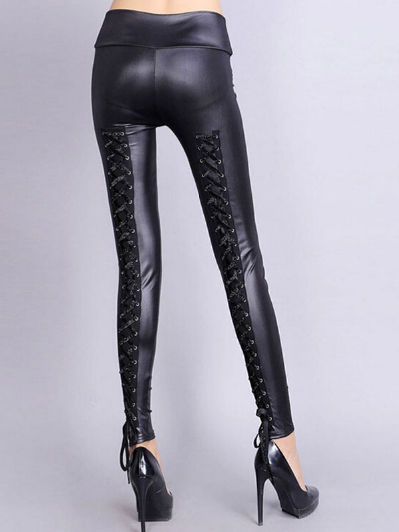 Dameslegging Met Veters - Zwart