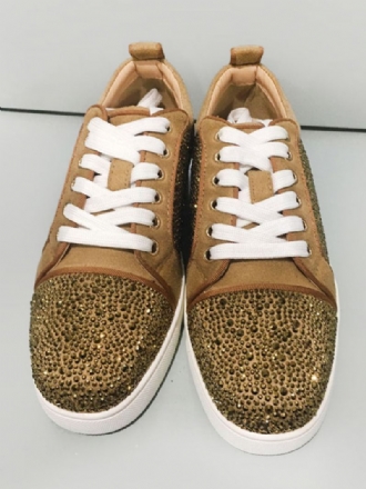 Heren Blonde Koeienhuid Ronde Neus Slip Op Lage Top Sneakers Prom Feestschoenen