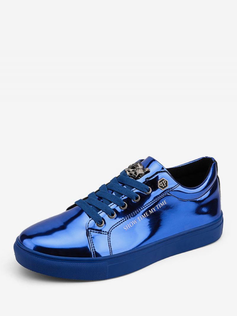 Heren Herensneakers Lakleer Ronde Neus Blauwe Causale Schoenen