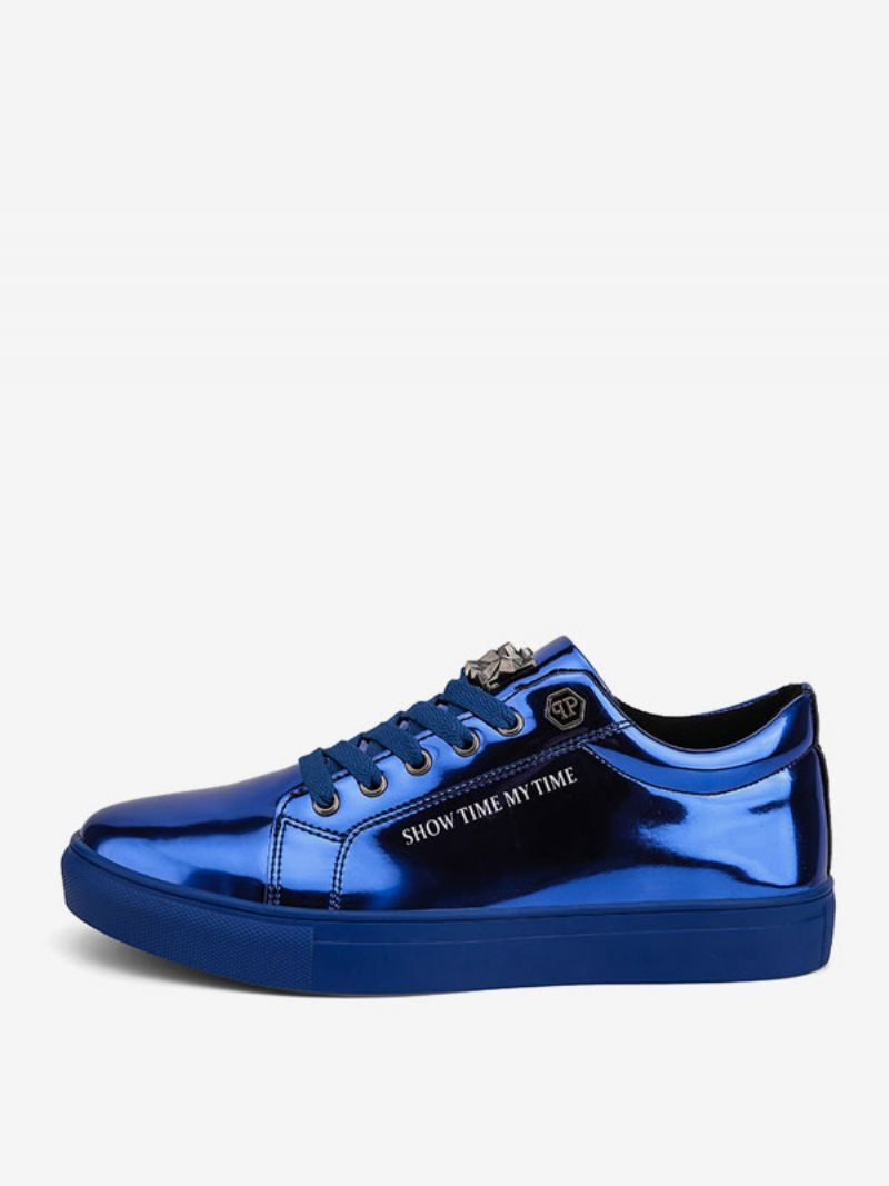 Heren Herensneakers Lakleer Ronde Neus Blauwe Causale Schoenen - Blauw