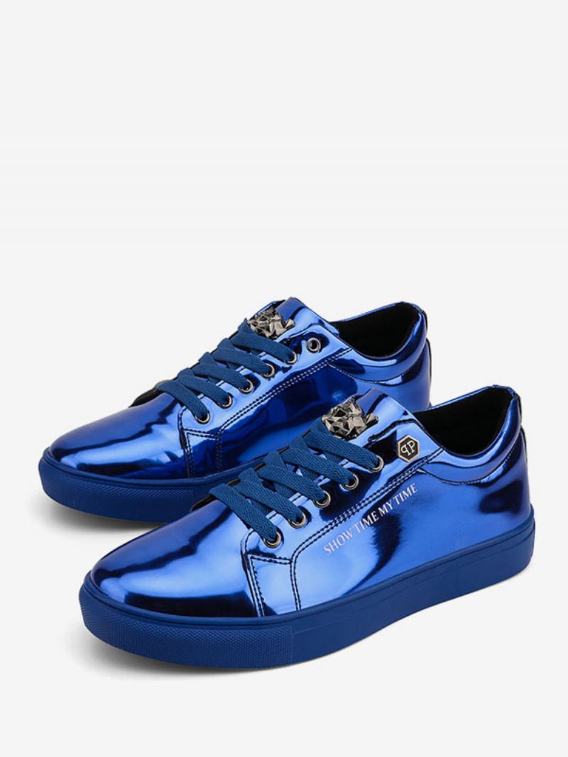 Heren Herensneakers Lakleer Ronde Neus Blauwe Causale Schoenen - Blauw