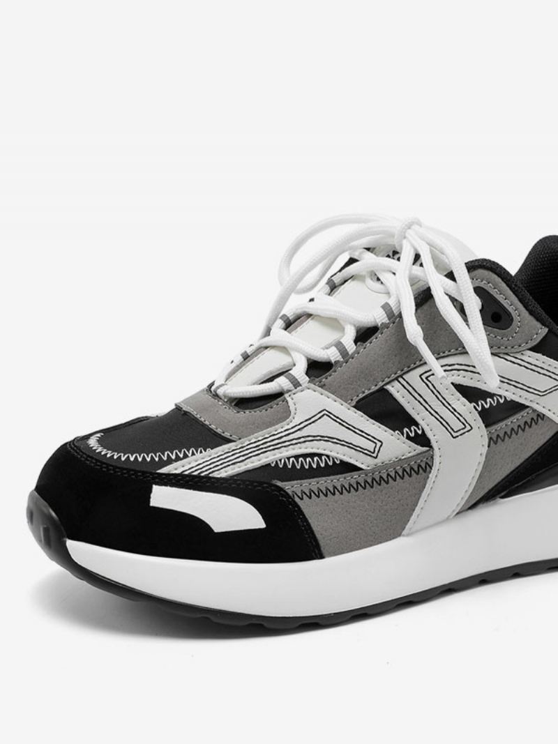 Heren Herensneakers Mode Pu-leer Ronde Neus Kleurblok - Zwart