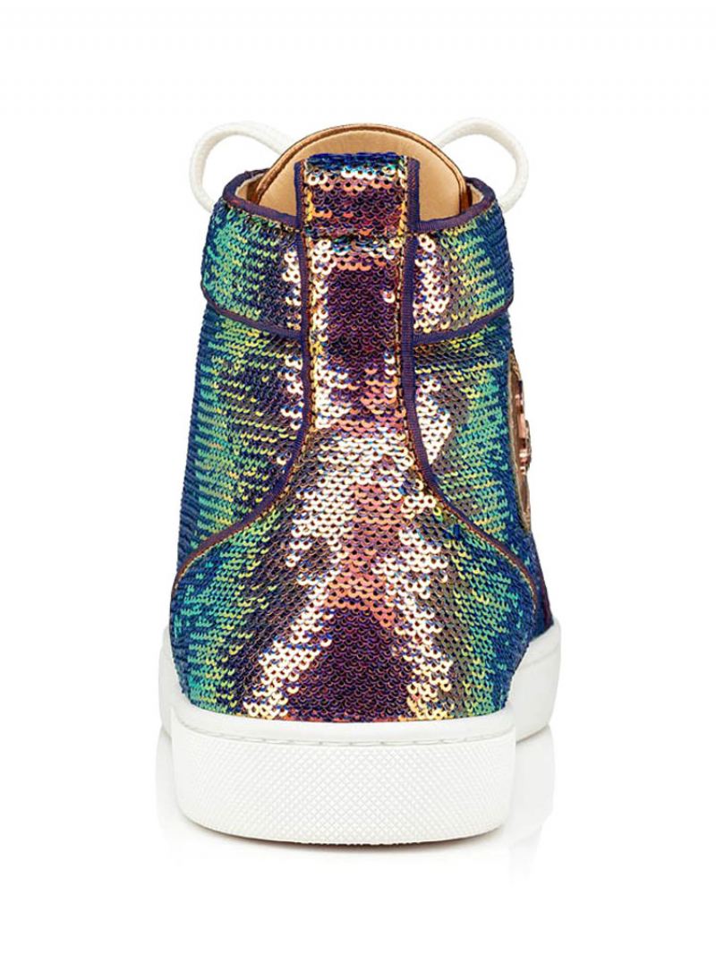 Heren Holografische Lovertjes Hoge Sneakers Skateschoenen - Groente