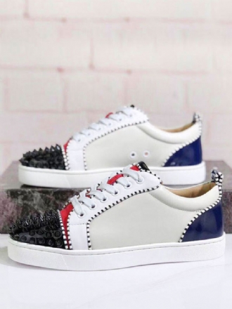 Heren Ivoorkleurige Lage Feestsneakers Skateboardschoenen Met Spikes