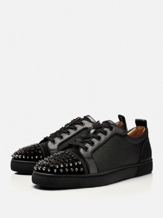 Heren Prom Party Sneakers Schoenen Zwarte Ronde Neus Veterschoenen Spike Milanoo Exclusief