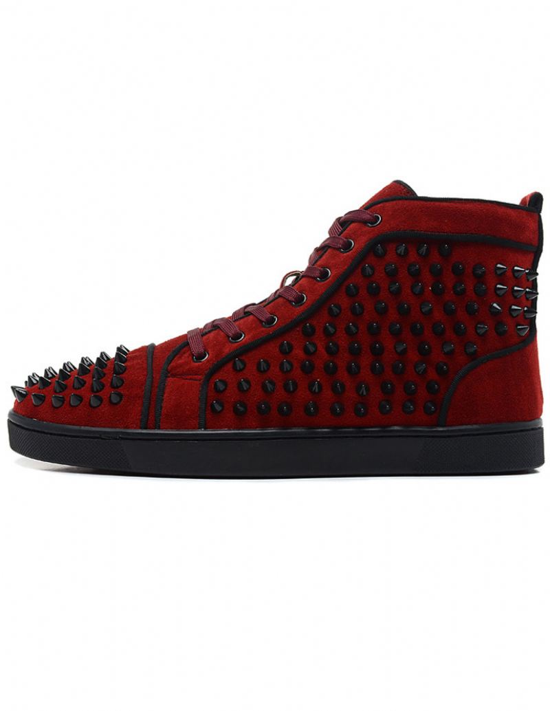 Heren Rode Spike Sneakers Hoge Top Skateboard Prom Party - Rood