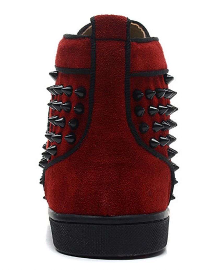 Heren Rode Spike Sneakers Hoge Top Skateboard Prom Party - Rood