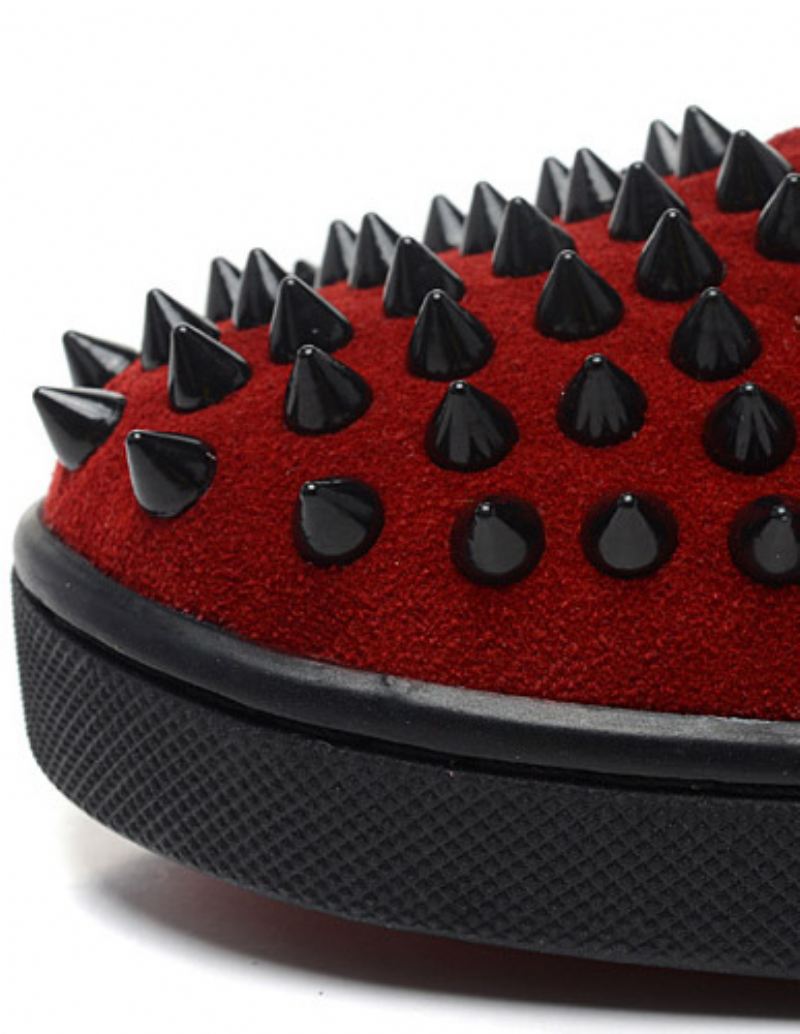 Heren Rode Spike Sneakers Hoge Top Skateboard Prom Party - Rood