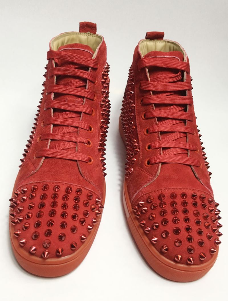 Heren Rode Suede Spike Schoenen Hoge Top Sneakers Prom Party - Rood