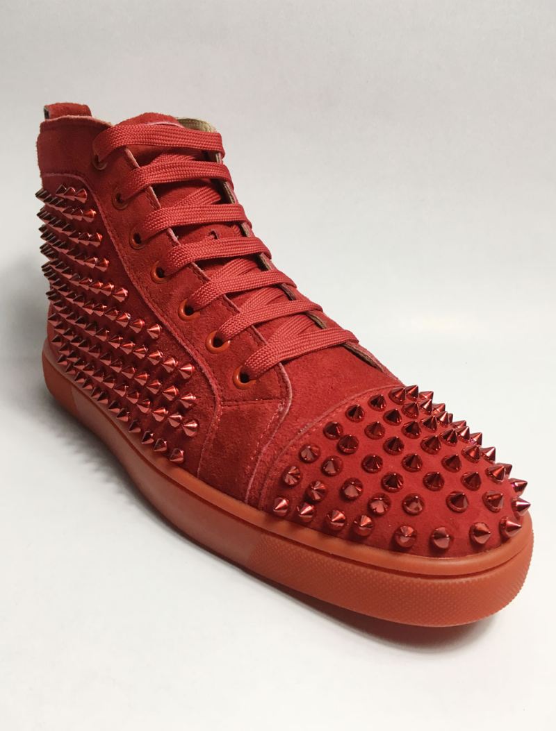 Heren Rode Suede Spike Schoenen Hoge Top Sneakers Prom Party - Rood