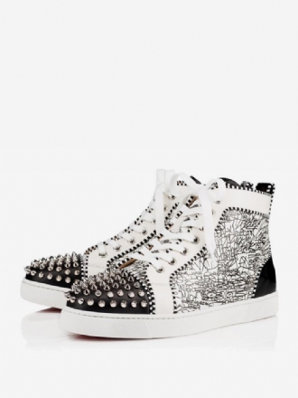 Heren Zwart Zilver Hoge Topprom Party Sneakers Schoenen Spike