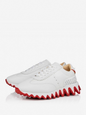 Senakers Witte Polyester Sportschoenen Met Ronde Neus Artwork Heren