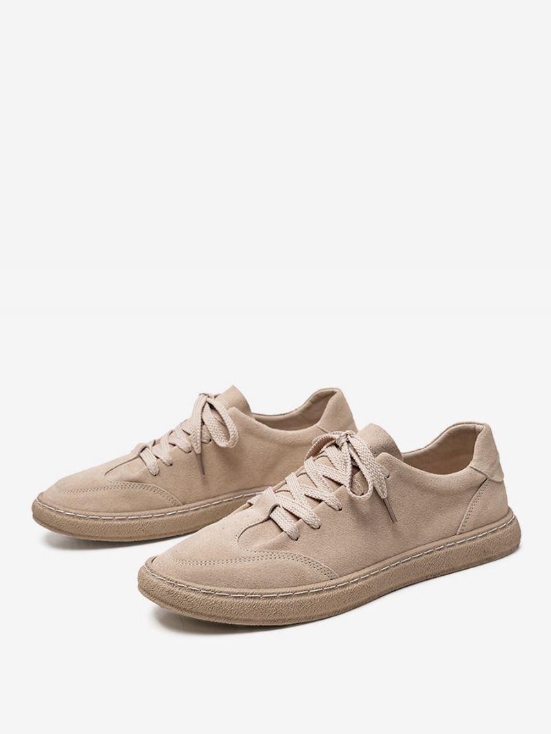 Sneakers Heren Gezellige Suède Causale Schoenen Met Ronde Neus - Beige