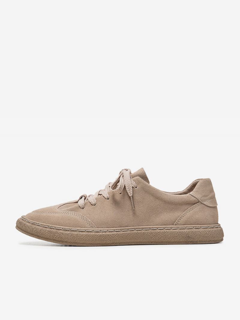 Sneakers Heren Gezellige Suède Causale Schoenen Met Ronde Neus - Beige