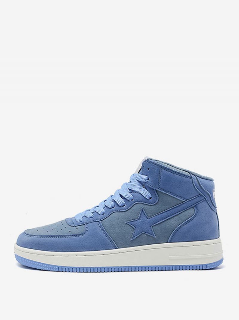 Sneakers Heren Mode Pu-leer Met Ronde Neus - Blauw