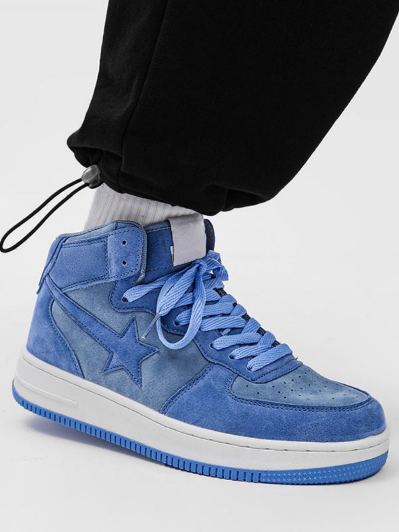 Sneakers Heren Mode Pu-leer Met Ronde Neus - Blauw