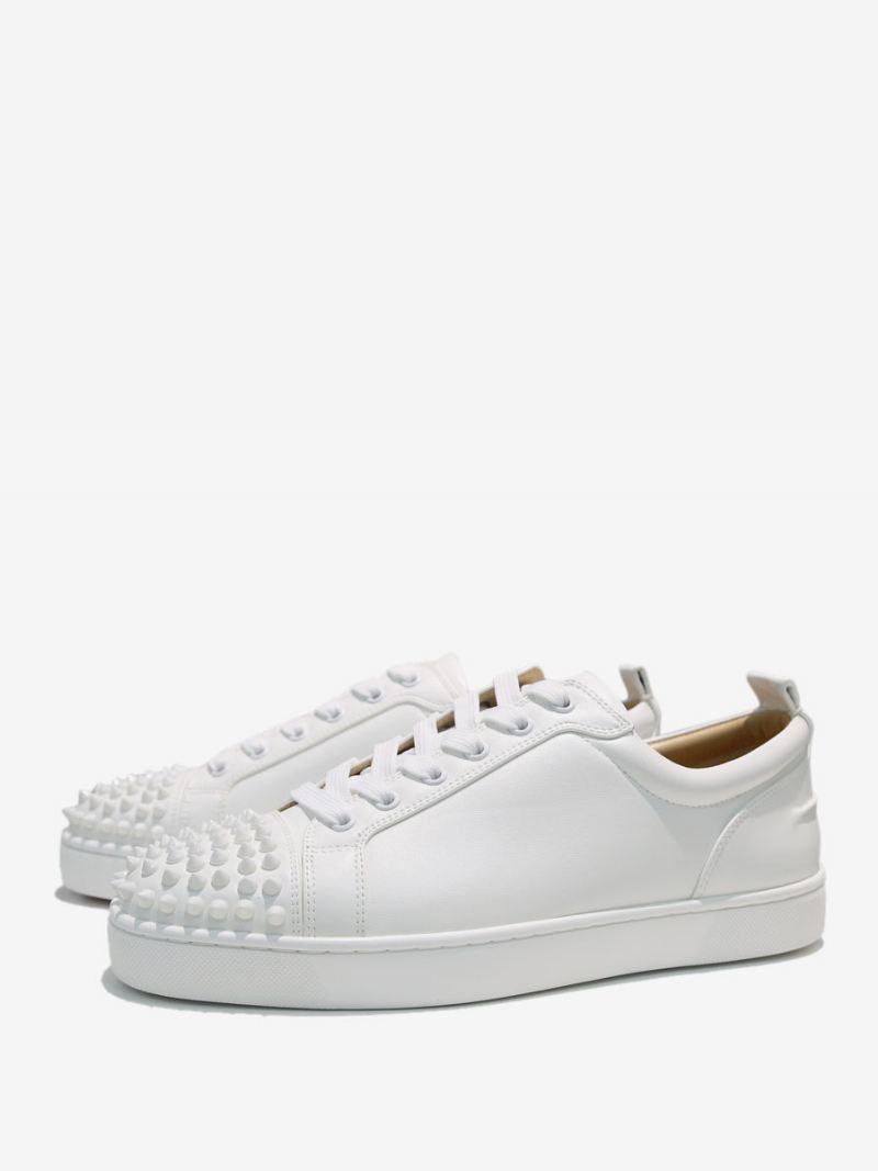 Witte Koeienhuid Lage Sneakers Met Veters Heren Causale Schoenen