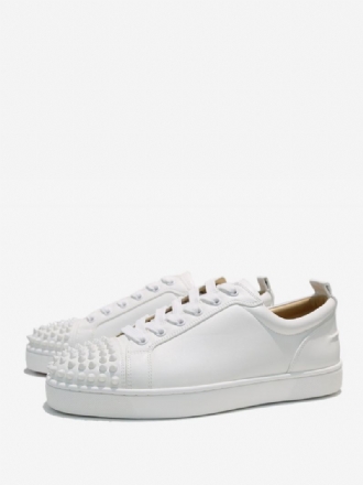 Witte Koeienhuid Lage Sneakers Met Veters Heren Causale Schoenen