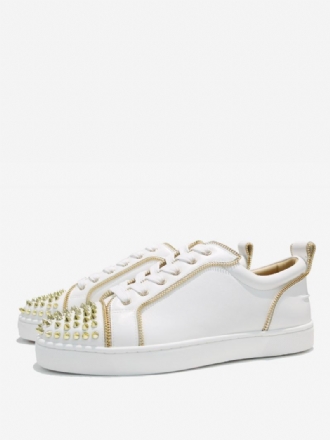 Witte Lage Feestsneakers Heren Casual Schoenen Met Klinknagels