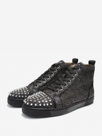 Zwarte Hoge Feestsneakers Heren Met Spikes