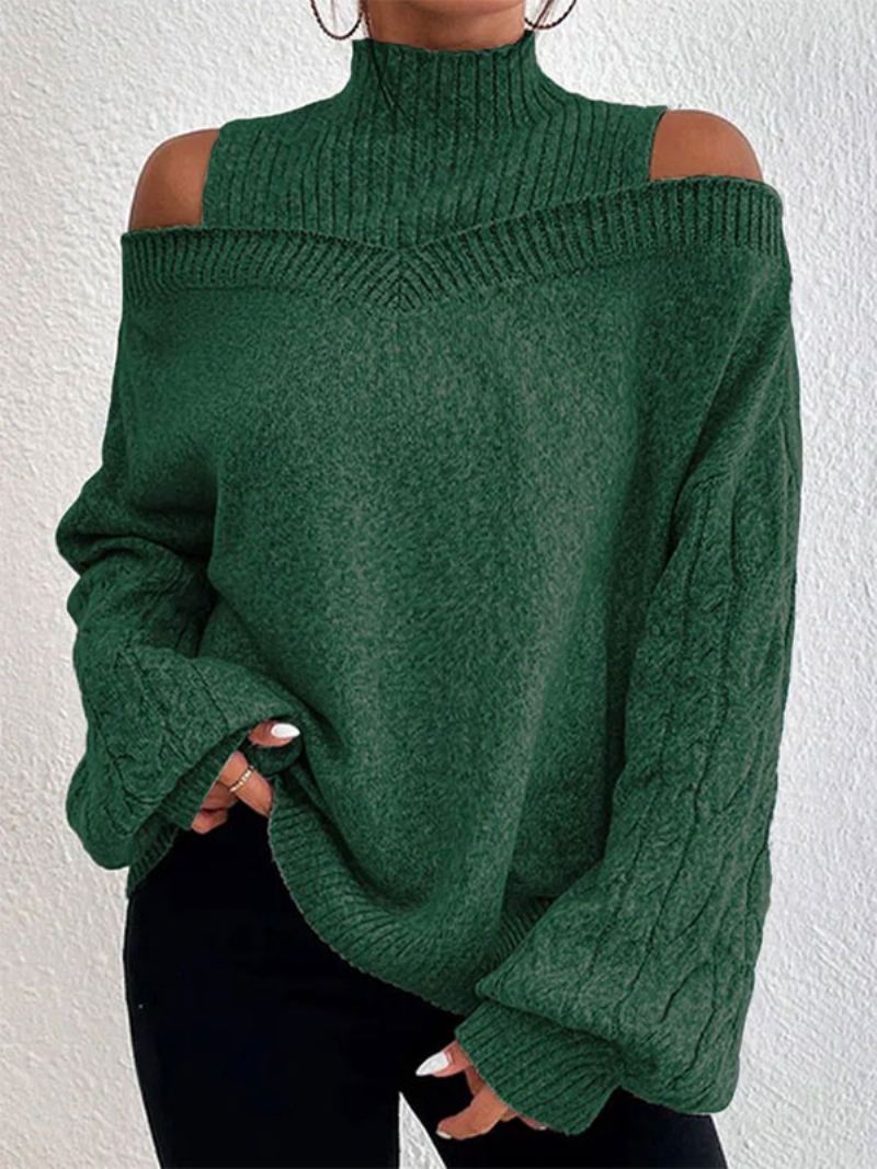 Dames Pullover Trui Grijze Hoge Kraag Lange Mouwen Truien - Groen