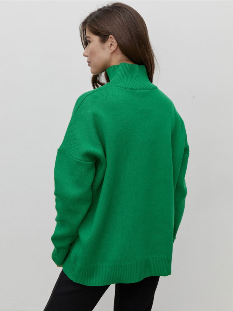 Dames Pullover Trui Groene Hoge Kraag Lange Mouwen Truien - Groen