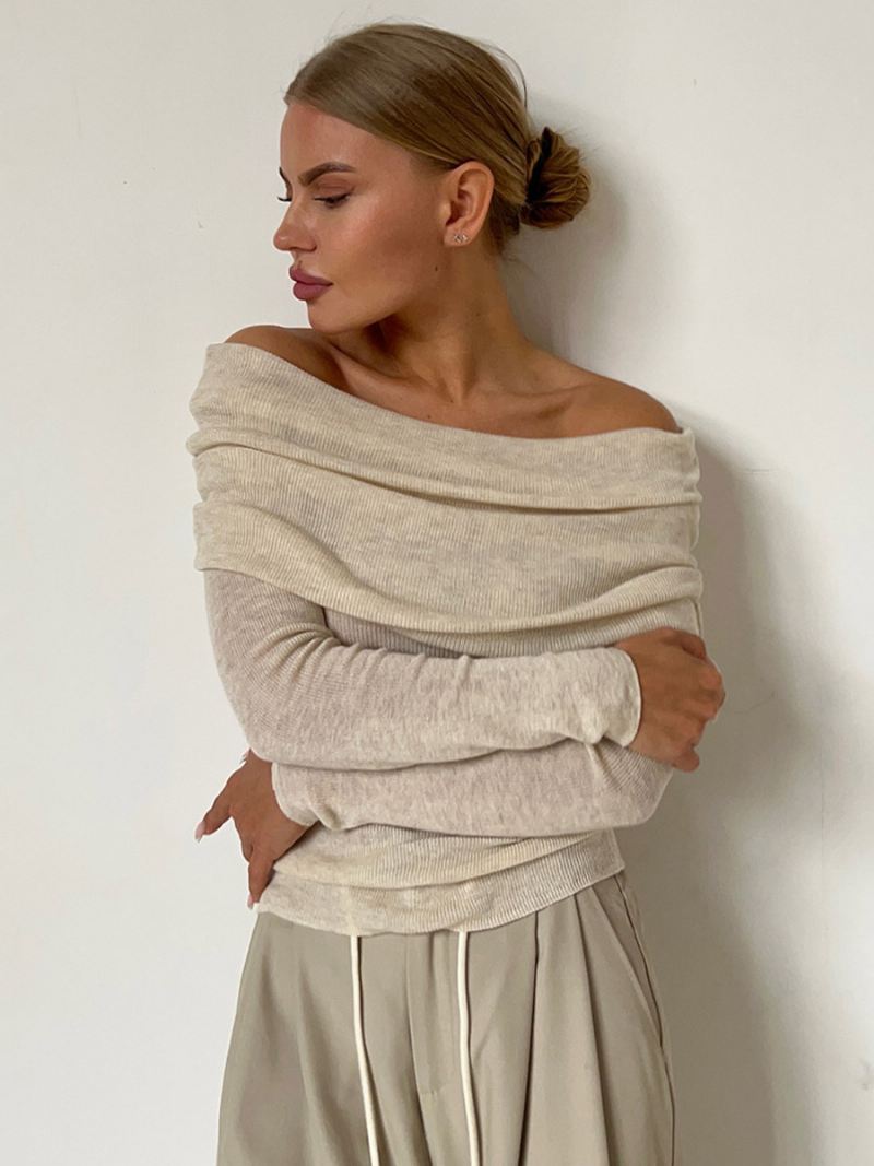 Off-shoulder Trui Met Lange Mouwen Herfst-wintertrui Dames